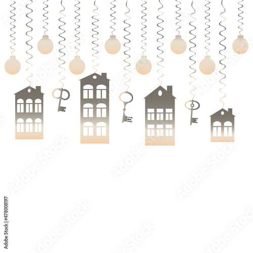 advertising banner or postcard - housewarming, sale or rental of housing on a turnkey basis. Apartments or houses