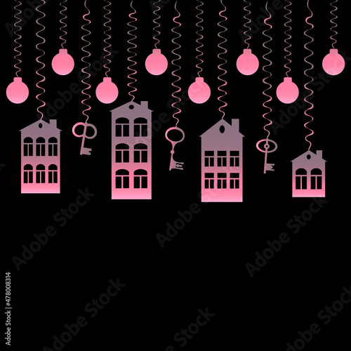 advertising banner or postcard - housewarming, sale or rental of housing on a turnkey basis. Apartments or houses