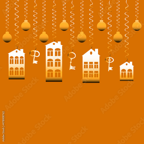 advertising banner or postcard - housewarming, sale or rental of housing on a turnkey basis. Apartments or houses