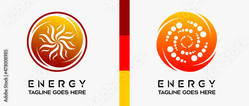 sun icon logo design template in circle. vector abstract logo illustration