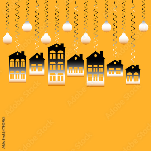 advertising banner or postcard - housewarming, sale or rental of housing on a turnkey basis. Apartments or houses