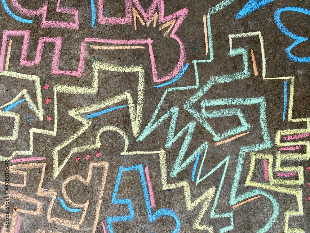 sidewalk chalk art geometric designs - obrazy, fototapety, plakaty 
