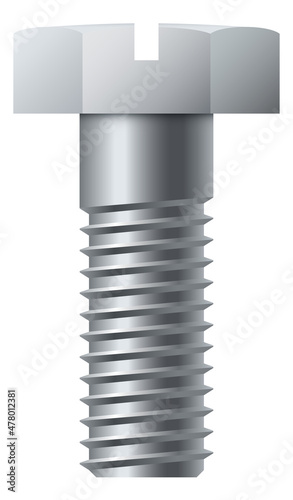 Metal hex head bolt with slotted socket drive