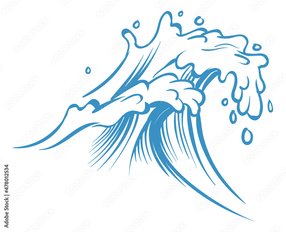 Water splash in hand drawn sketch style. Sea wave Water splash in hand drawn sketch style. Sea wave