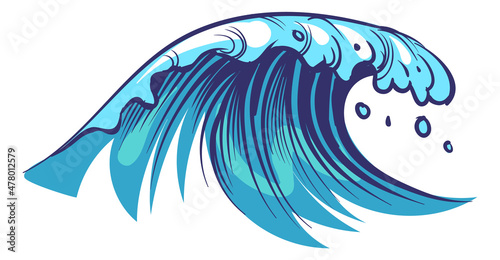 Big ocean wave in traditional japanese style. Storm sea