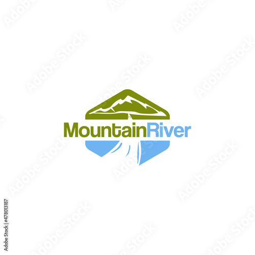 Mountain and river icon logo design inspiration