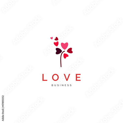 Dandelion flower shape of love icon logo design inspiration