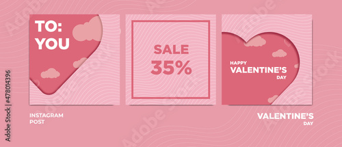 valentines theme design vector for instagram post