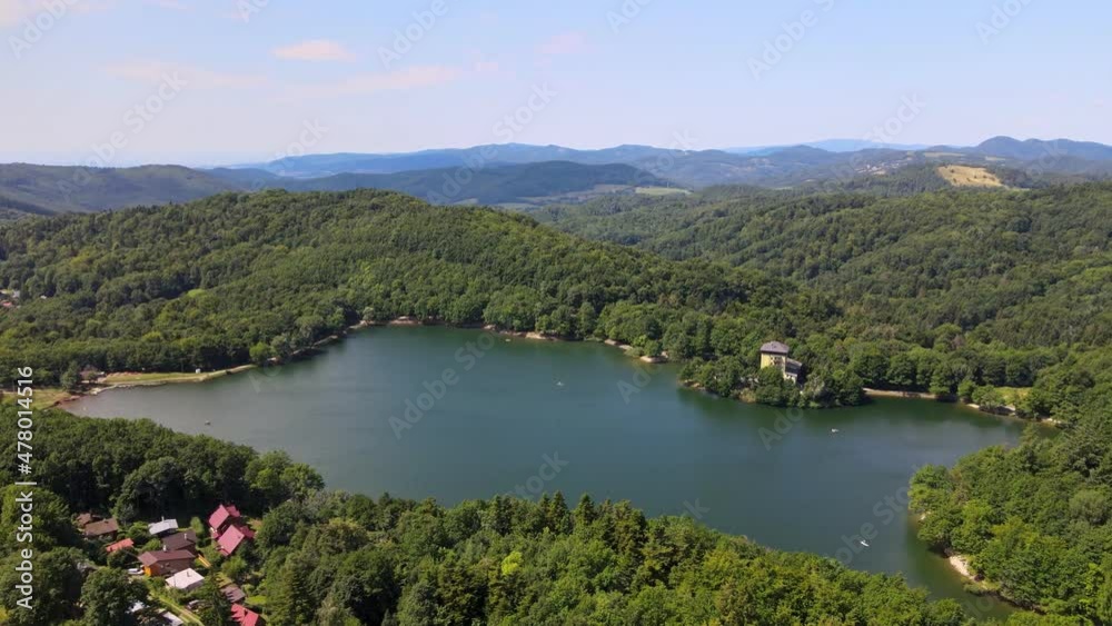 Aerial view of Lake Pocuvadlo in the locality of Banska Stiavnica in Slovakia Aerial view of Lake Pocuvadlo in the locality of Banska Stiavnica in Slovakia