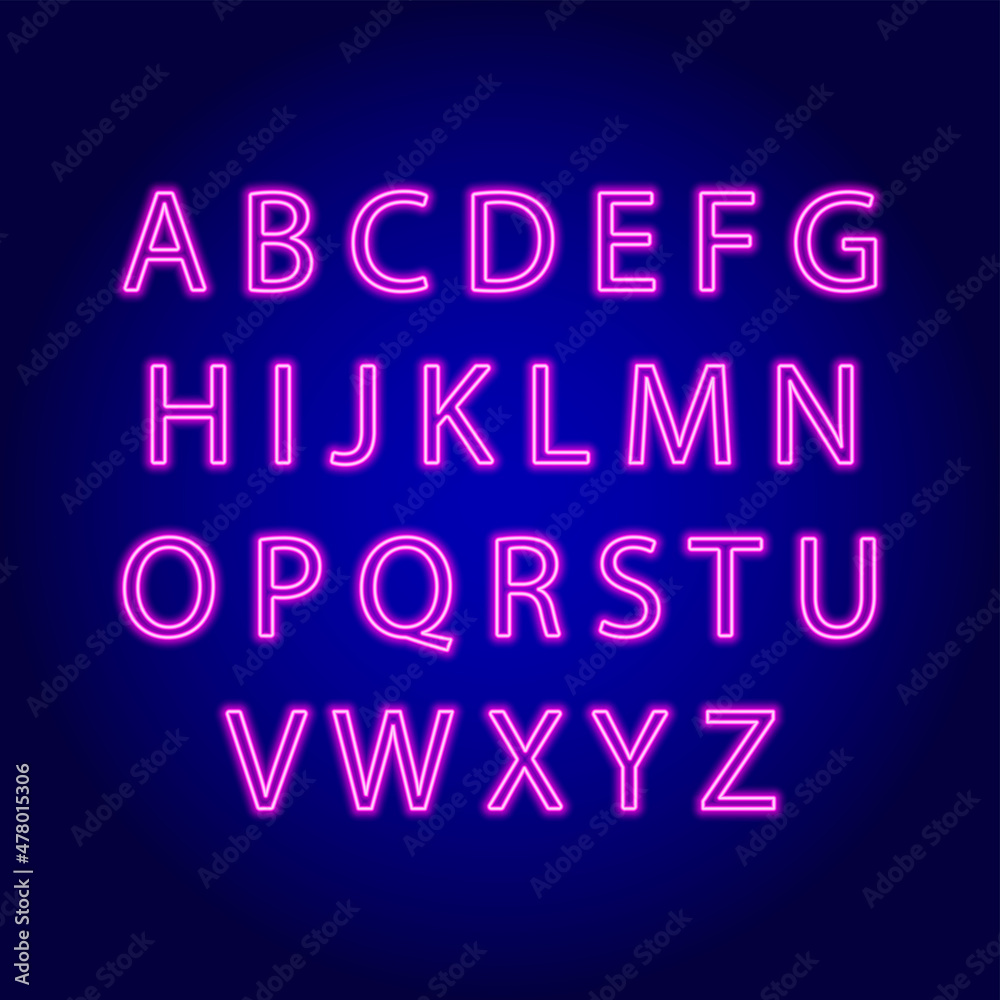 neon letters. alphabet on a dark background. vector neon letters. alphabet on a dark background. vector