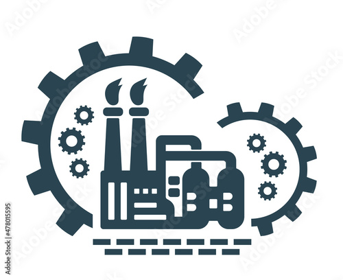 Vector illustration, icon, factory logo. Industrial facility. Universal design.
