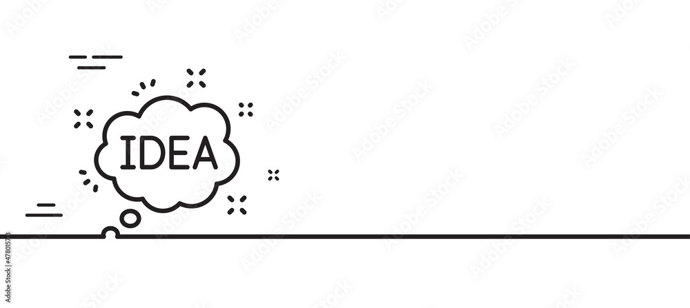 Fototapeta premium Idea speech bubble line icon. Graphic art sign. Inspiration symbol. Minimal line illustration background. Idea line icon pattern banner. White web template concept. Vector