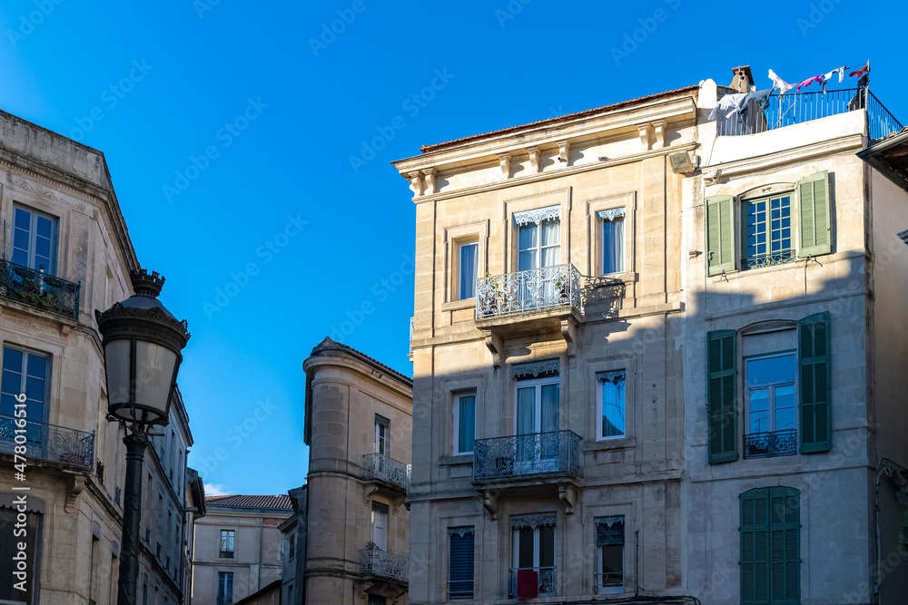 Nimes in France, old facades
