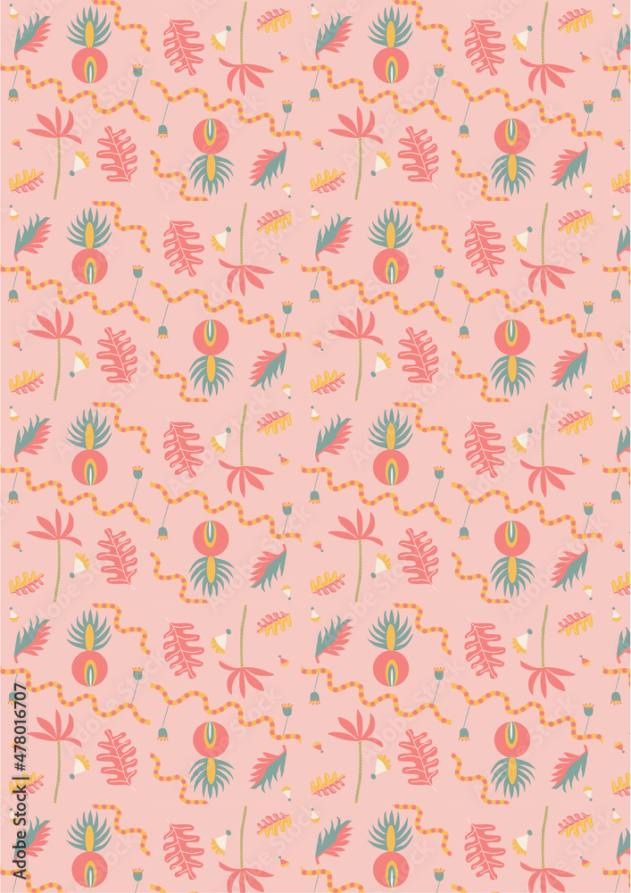 motif graphique floral fond rose pâle motif graphique floral fond rose pâle
