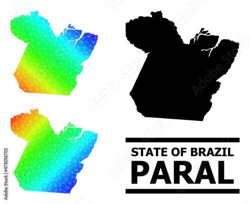 Vector low-poly spectral colored map of Paral State with diagonal gradient. Triangulated map of Paral State polygonal illustration.