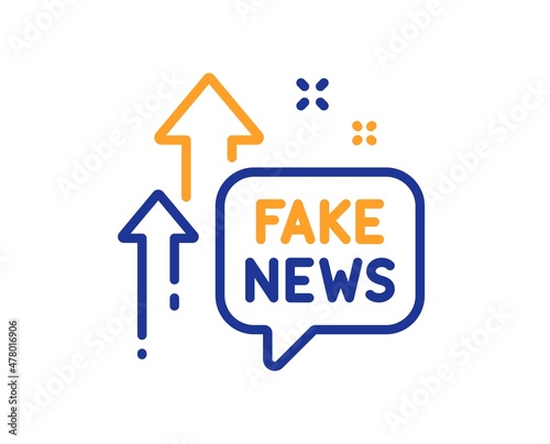 Fake news line icon. Propaganda conspiracy chat sign. Wrong truth symbol. Colorful thin line outline concept. Linear style fake news icon. Editable stroke. Vector