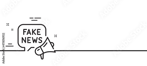 Fake news line icon. Propaganda conspiracy chat sign. Wrong truth megaphone symbol. Minimal line illustration background. Fake news line icon pattern banner. White web template concept. Vector