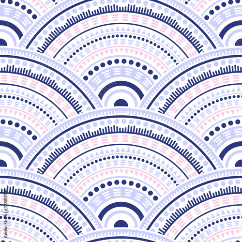 Ethnic circle shapes seamless geometric pattern.