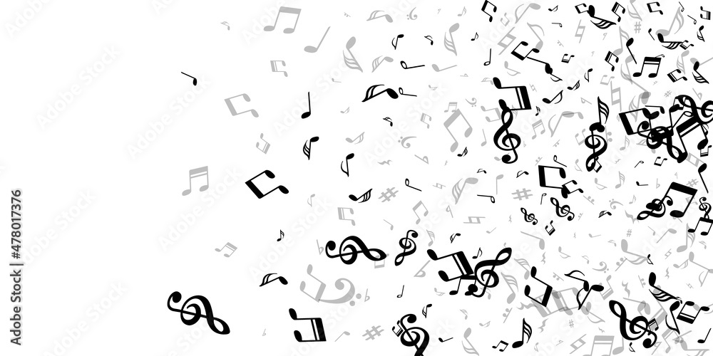 Music note symbols vector background. Melody