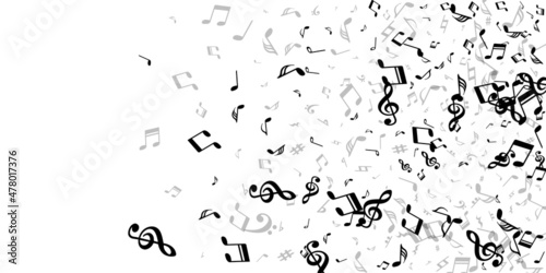 Music note symbols vector background. Melody