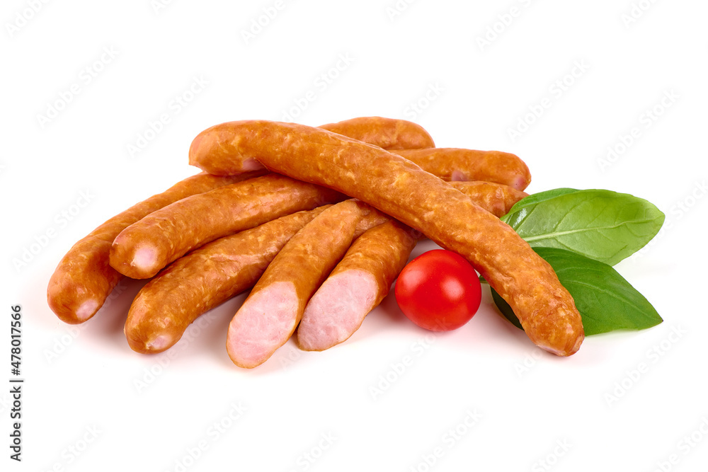 Dried sausages, isolated on white background. Dried sausages, isolated on white background.