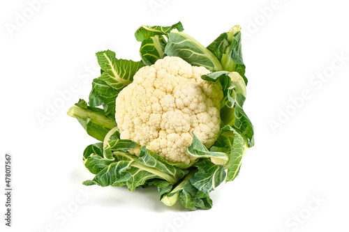 Fresh cauliflower, isolated on white background.