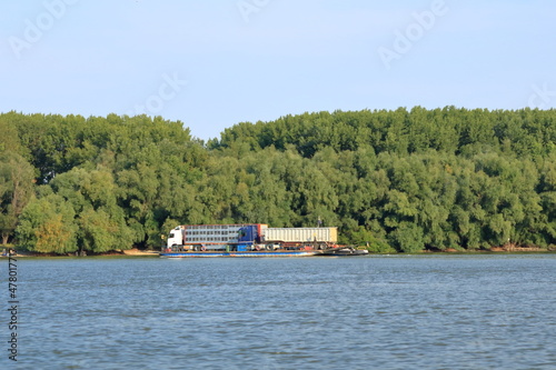 Large cargo ship in Danube Delta
