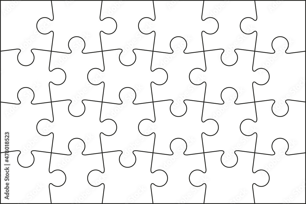 news oil Every week Puzzle pieces. Jigsaw outline grid. Simple background with 4x6 shapes.  Thinking mosaic game. Laser cut frame. Vector illustration. Stock Vector |  Adobe Stock