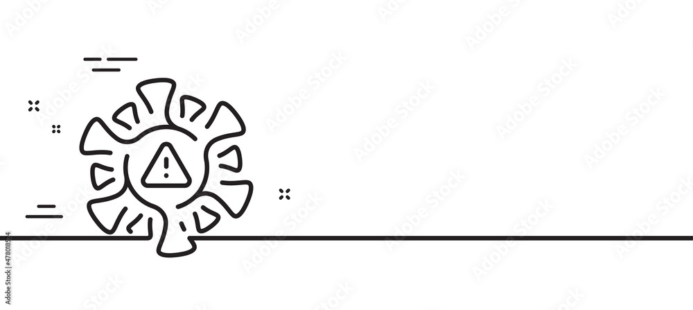 Coronavirus line icon. Covid virus sign. Infection alert symbol. Minimal line illustration background. Coronavirus line icon pattern banner. White web template concept. Vector Coronavirus line icon. Covid virus sign. Infection alert symbol. Minimal line illustration background. Coronavirus line icon pattern banner. White web template concept. Vector