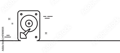 HDD icon. Hard disk storage sign. Hard drive memory symbol. Minimal line illustration background. HDD line icon pattern banner. White web template concept. Vector