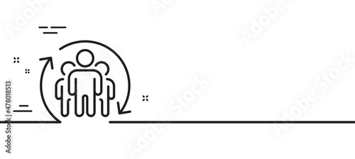 Teamwork line icon. Employees rotation sign. Core value symbol. Minimal line illustration background. Teamwork line icon pattern banner. White web template concept. Vector