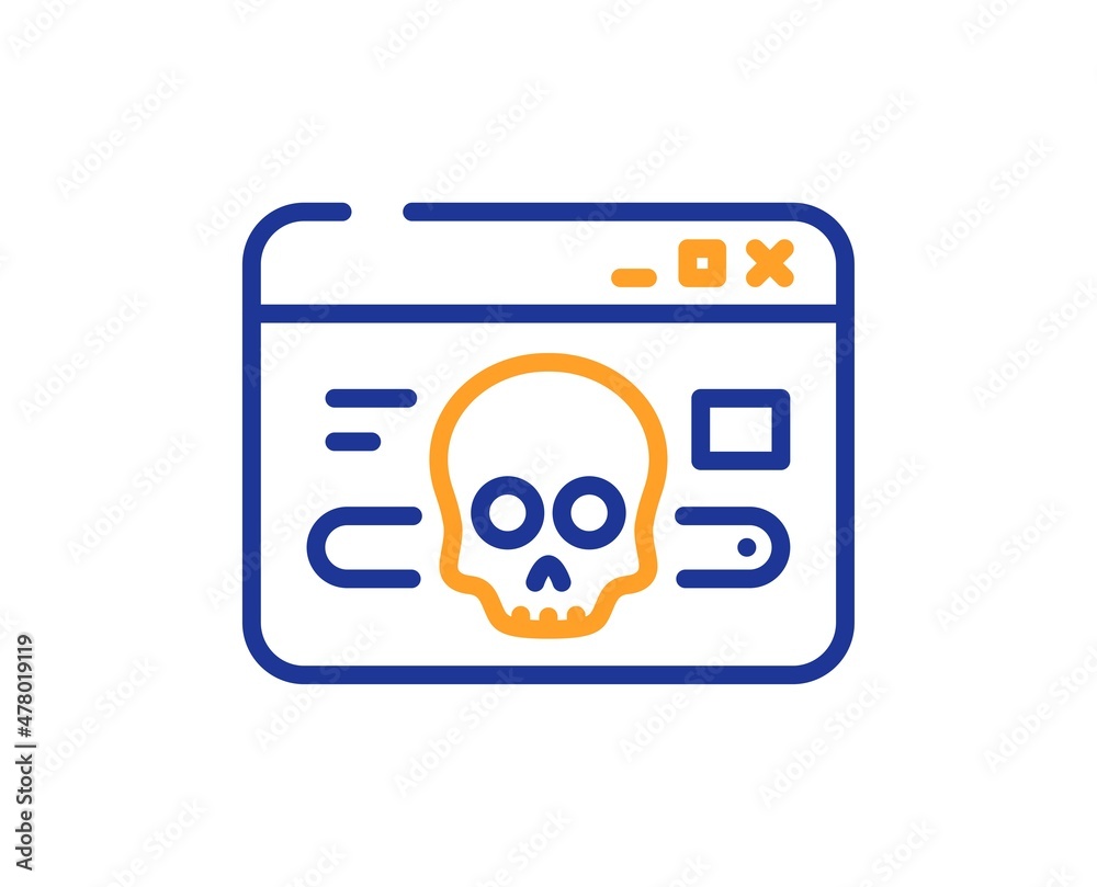 Cyber attack line icon. Web protection sign. Internet website phishing symbol. Colorful thin line outline concept. Linear style cyber attack icon. Editable stroke. Vector