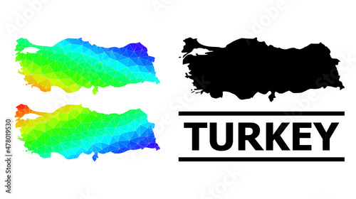 Vector lowpoly spectrum colored map of Turkey with diagonal gradient. Triangulated map of Turkey polygonal illustration.