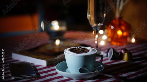 Fotografering A cup of coffee with a romantic atmosphere