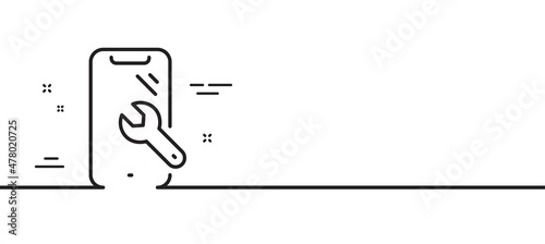 Smartphone repair line icon. Phone recovery sign. Mobile device symbol. Minimal line illustration background. Smartphone repair line icon pattern banner. White web template concept. Vector