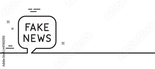 Fake news line icon. Propaganda conspiracy chat sign. Wrong truth symbol. Minimal line illustration background. Fake news line icon pattern banner. White web template concept. Vector