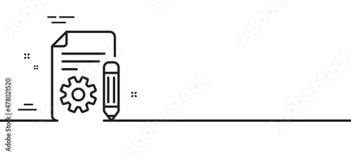 Documentation line icon. Technical instruction sign. Minimal line illustration background. Documentation line icon pattern banner. White web template concept. Vector