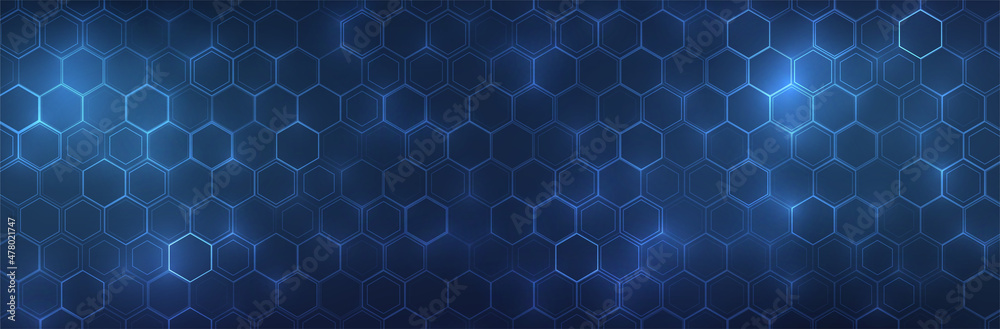 Futuristic background. Hexagon pattern. Tech shape. Chemistry banner template. Organic formula style. Corporate presentation backdrop. Stock vector illustration Futuristic background. Hexagon pattern. Tech shape. Chemistry banner template. Organic formula style. Corporate presentation backdrop. Stock vector illustration