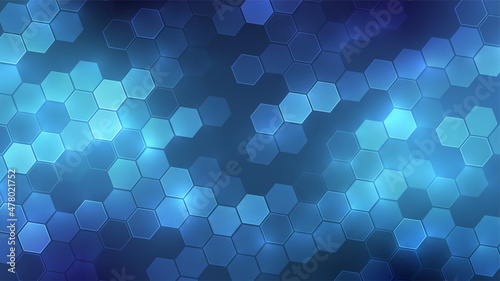Futuristic background. Hexagon pattern. Tech shape. Chemistry banner template. Organic formula style. Corporate presentation backdrop. Stock vector illustration