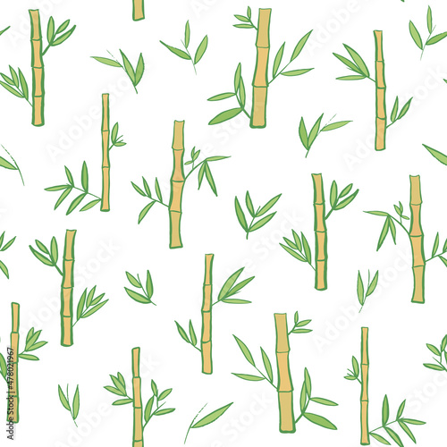 Fototapeta Naklejka Na Ścianę i Meble -  Bamboo asian plant vector seamless pattern