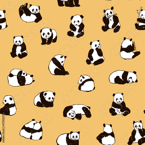Fototapeta Naklejka Na Ścianę i Meble -  Panda animal vector seamless pattern