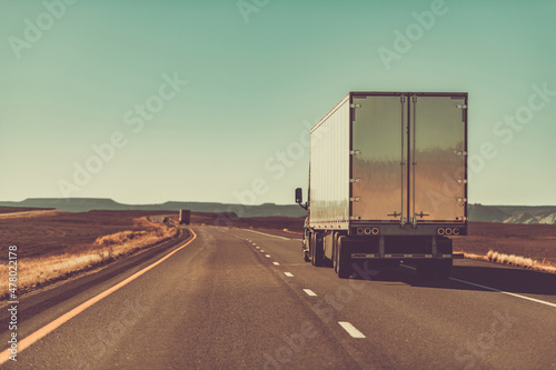 Semi Trailer Truck on an American West Route