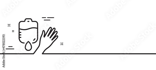 Donate blood line icon. Medical donor sign. Plasma symbol. Minimal line illustration background. Blood line icon pattern banner. White web template concept. Vector