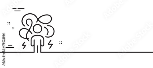 Difficult stress line icon. Anxiety depression sign. Mental health or Psychology symbol. Minimal line illustration background. Difficult stress line icon pattern banner. Vector