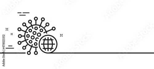 Coronavirus pandemic line icon. Covid-19 global virus sign. Corona virus symbol. Minimal line illustration background. Coronavirus line icon pattern banner. White web template concept. Vector