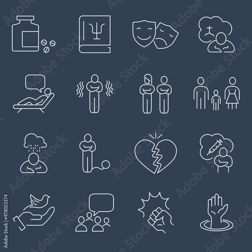 Psychology icons set . Psychology pack symbol vector elements for infographic web