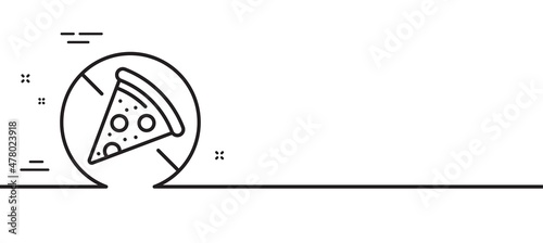 No food allowed line icon. Salami pizza sign. Forbidden food symbol. Minimal line illustration background. Prohibit food line icon pattern banner. White web template concept. Vector