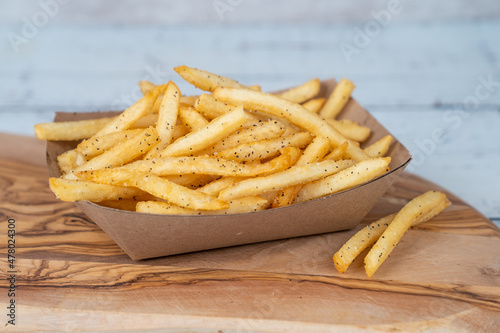 French fries in cardboard container  photo