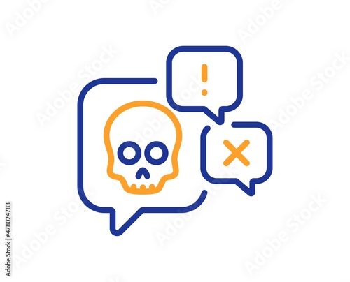 Cyber attack line icon. Ransomware threat sign. Hacker skull chat symbol. Colorful thin line outline concept. Linear style cyber attack icon. Editable stroke. Vector