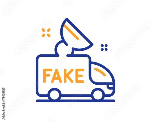 Fake news line icon. Propaganda truck sign. Wrong truth symbol. Colorful thin line outline concept. Linear style fake news icon. Editable stroke. Vector